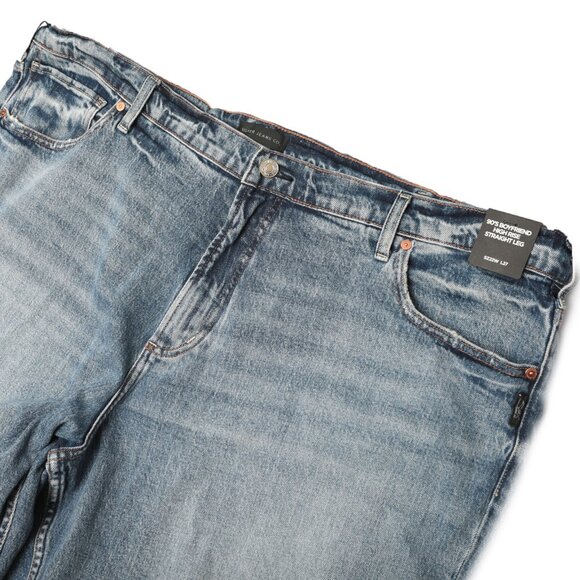 Silver 90s Boyfriend Jeans Hi Rise Straight Leg Blue Denim Distressed Selvedge N - Picture 11 of 13
